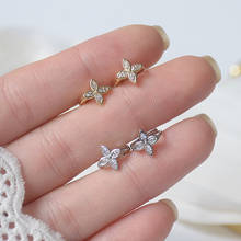 Romantic 14K Gold Plated  Flower Stud Earrings Japanese&Korea Delicate Jewelry Zircon Cute Small Earrings 2024 - buy cheap