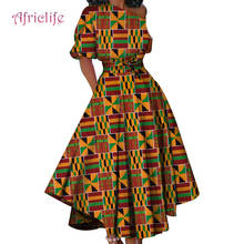 Novo vestido de algodão estampado africano feminino verão manga curta roupa feminina vestido com cinto wy4426 2024 - compre barato