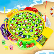 Kids Fishing Toys Electronic Rotating Magnet Fish Play Board Game Musical Plate Set Magnetic Outdoor Sports Toy for Children 2024 - buy cheap