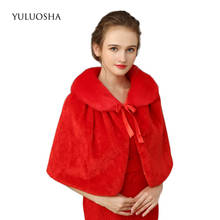 YULUOSHA Faux Fur Shawl Winter Warm Ivory Red Women Wedding Jackets Fur Wrap Bridal Jacket for Wedding Dress  Wedding Cape 2024 - buy cheap