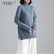 Yisu camisola feminina outono inverno gola alta quente topos cor sólida simples feminino malha pulôver all-match manga longa jumper 2024 - compre barato