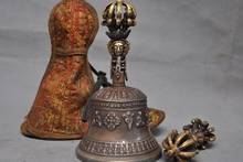 7" Tibet Temple bronze Eight treasures Buddha bell Ghanta Phurpa Vajra Dorje Set 2024 - buy cheap