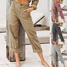 Women's casual Pants women summer High Waist Pockets Cotton Linen Long Straight Pants Loose Trousers long pants for Female 2024 - buy cheap