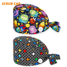 Adjustable Surgicals Cap with Sweatband Cartoon Printed Cotton Nursing Hat Dental Clinic Lab Nurse Scrub Caps for Women Men 2024 - buy cheap