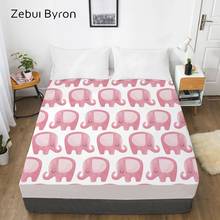 3D Cartoon Fitted Sheet for kids/baby/children,Bed Sheet With Elastic Queen/King/Custom,Pink elephant Mattress Cover 160x200 2024 - buy cheap