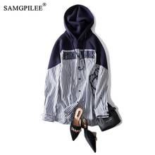 Sweatshirts Women 2021 Office Lady Hoodies For Girls Cotton Full Sleeve Striped Pullovers Hooded Winter Oversized Sweatshirt 3XL 2024 - buy cheap