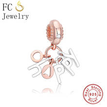 FC Jewelry-colgante de plata 925 con letras del alfabeto, joyería compatible con pulsera de abalorios de marca Original, oro rosa, para hacer Berloque DIY 2024 - compra barato