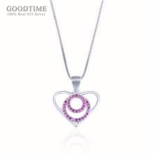 Fashion Women Pure 925 Sterling Silver Necklaces Clavicle Rose Gold Color Heart Zircon Pendant Necklaces Chain Jewelry Accessory 2024 - buy cheap