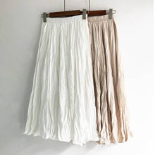 New Spring and Summer Wrinkle Skirt Women Casual Holiday Wild Elastic High Waist Skirts Student Pleated Long Skirt NS1927 2024 - buy cheap