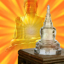 Тибетский ступа-Башня Буддийские принадлежности, домашний декор Sarira прозрачный кристалл пагода декоративные безделушки подарки 2024 - купить недорого