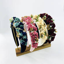 Lindo barroco flor jóias de cabelo brilhante strass faixa de cabelo tiara para mulheres nupcial headpiece 2024 - compre barato