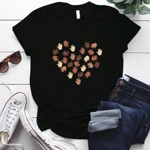 Camisetas con estampado de corazón blanco, amarillo y negro para mujer, camisetas de talla grande para mujer, camisetas informales para mujer, Tops para mujer 2024 - compra barato