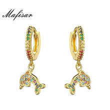 Mafisar Rainbow Gothic CZ Earrings Gold Tiny Drop Earring For Women Girl Cute Dolphin Party Earring Jewelry Femme Bijoux 2024 - buy cheap