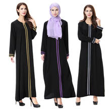 Платье женское льняное с длинным рукавом, мусульманское элегантное модное платье в арабском стиле, для Ближнего Востока, турецкий Дубай 2024 - купить недорого