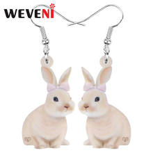 WEVENI Acrylic Brown Easter Smile Hare Rabbit Bunny Pet Earrings Animal Dangle Drop Jewelry For Women Kids Charm Gift Decoration 2024 - buy cheap