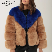 Winter Patchwork Thick Warm Faux Fur Coat Women Contrast Color Fake Fur Jacket Luxury Fashion Ladies Cozy Furry Jackets Overcoat 2024 - buy cheap