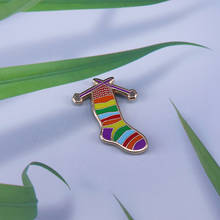 Rainbow knitting needles pin sock enamel pin knitting pin 2024 - buy cheap