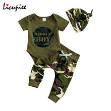 0-24 Months Newborn Baby Boys 3-piece Outfit Set Short Sleeve Letter Print Romper+camouflage Pants+hat Set 2024 - buy cheap