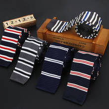 Men's Colourful Retro Striped Tie Knit Knitted Ties Embroidered Necktie Narrow Slim Skinny Woven Cravate Wedding Party Neckties 2024 - buy cheap