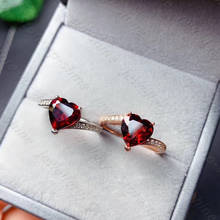 Женское кольцо с натуральным гранатом из серебра 925 пробы, простое, милое и модное, подходит ко всему 2024 - купить недорого
