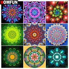 Homfun pintura diamante quadrado completo/redondo diamante "mandala flor" padrão bordado ponto cruz 5d strass pintura 2024 - compre barato