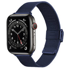 Сетчатый ремешок из нержавеющей стали для apple watch 6, se, 44 мм, 40 мм, iwatch 3, 42 мм, 38 мм 2024 - купить недорого