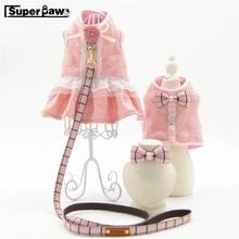 Fashion Princess Style Dog Cat Harness Pet Dress Waistcoat Collar & Leash Set Pets Traction Clothes Winter Warm Dogs Pug AML15 2024 - buy cheap