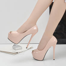 Zapatos de tacón Ultra alto para mujer, calzado Sexy de Punta abierta, con plataforma, de 10/12/14CM 2024 - compra barato