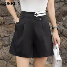 QoerliN High Waist Shorts Women Plus Size 2021 Summer New Korean Wide Leg Pants Black Shorts Casual Side Pocket Suits Short S-XL 2024 - buy cheap