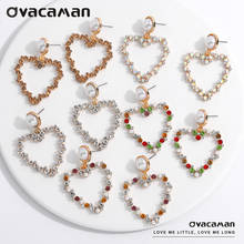 Dvacaman New Glass Stones Geometric Love Heart Drop earrings for Women Bohemian Colorful Diamond Dangle Earrings Fashion Jewelry 2024 - buy cheap