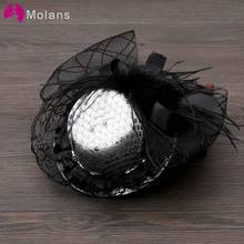 MOLANS Women Girls Party Prom Shiny Hair Clip Lady's Fascinator Hat Feathered Flower Hair Accessories Elegant Hair Barrettes 2024 - buy cheap