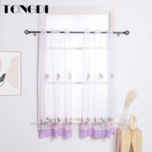 TONGDI Home Kitchen Curtains Short Tiers Fruit Grapes Embroidery White Tulle Valance Decoration For Window Kitchen Dining Room 2024 - buy cheap