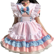 Women Maid Outfit Anime Cute Cat Pink Blue Lace Trim Apron Cat paw Lolita Dresses Cosplay Costume Full set plus size 4XL 2024 - buy cheap