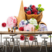 Custom 3D wallpaper, Balls Ice cream cone Food murals for kitchen dining room background decorative waterproof wallpaper 2024 - buy cheap