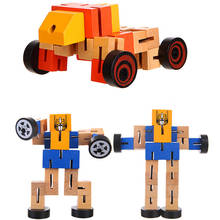 Kids Transformation Robot Car Toy Wooden Manual Folding Building Block For Children Autobot Figure Model Educational Puzzle Toys 2024 - buy cheap