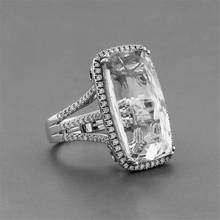 Гламурное ювелирное изделие, роскошное квадратное прозрачное циркониевое женское кольцо, гламурные аксессуары для девушек, обручальное кольцо, подарок для влюбленных 2024 - купить недорого