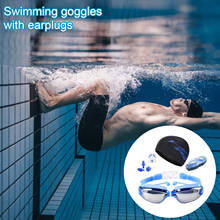 Óculos de natação conjunto de água à prova dwaterproof água anti-nevoeiro óculos de natação com tampões de ouvido nariz clip tampão 2024 - compre barato