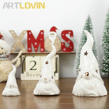 Figuritas de cerámica de Papá Noel para decoración del hogar, adorno de noche de escritorio de porcelana hueca, color blanco nórdico, recién llegado 2024 - compra barato