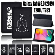 Protetor de tablet de couro pu, padrão impresso + stylus grátis, para samsung galaxy tab a t295/t290 (2019) 8.0 polegadas 2024 - compre barato