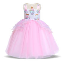 2022 Summer Baby Girl Unicorn Party Dress Kids Dresses For Girls Children Gown Princess Tutu Dress Birthday Party Cosplay Dress 2024 - buy cheap