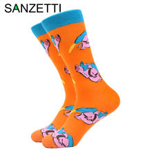 SANZETTI/1 пара счастливых носков, высокое качество, мужские цветные удобные носки из чесаного хлопка, яркие носки для свадьбы, махровые носки 2024 - купить недорого