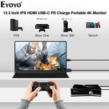 Eyoyo EM13Q 13,3 "IPS Экран 3840X2160 UHD Портативный монитор для Macbook ПК PS4 Xbox переключатель ЖК-дисплей 4K HDMI DP монитор геймер Дисплей 2024 - купить недорого