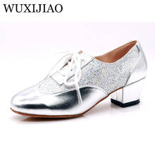 WUXIJIAO-zapatos de baile latino para mujer, lentejuelas de satén, diamantes de imitación, tacones altos cubanos de 9cm 2024 - compra barato