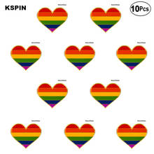 Rainbow Pride Heart Shape Lapel Pin Flag badge Brooch Pins Badges 10Pcs a Lot 2024 - buy cheap