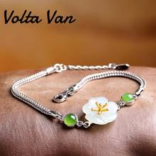 Volta Van-pulsera de plata de ley 925 para mujer, joyería elegante, Jade, flor de melocotón, pulsera concisa a la moda, 2021 2024 - compra barato