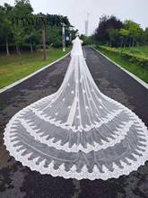Real Photos 2 Layers Sequins Lace 5 Meters Cathedral Woodland Wedding Veils with Comb 5M Long White Ivory 2 T Bridal Veils 2024 - buy cheap