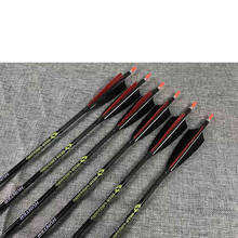 Flechas de carbono puro para tiro con arco, accesorios de caza con puntas de 75gr, id6.2 mm, Spine340, 5 pulgadas, pluma de pavo, 6 uds. 2024 - compra barato