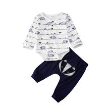 Conjunto de roupas para bebês pudcoco eua, conjunto com 2 peças para meninos e meninas com estampa de raposa, macacão e calça para recém-nascidos 2024 - compre barato