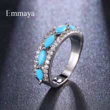 Emmaya Classic Round Mounted With Taper-shape Light Blue Cubic Zircon Ring For Women Pure And Fresh Decoration In Party 2024 - buy cheap