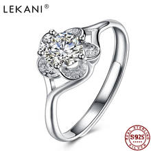 LEKANI Romantic Adjustable 925 Sterling Silver Rings Geometric Opening Cubic Zirconia Ring For Women Wedding Fine Jewelry Best 2024 - buy cheap